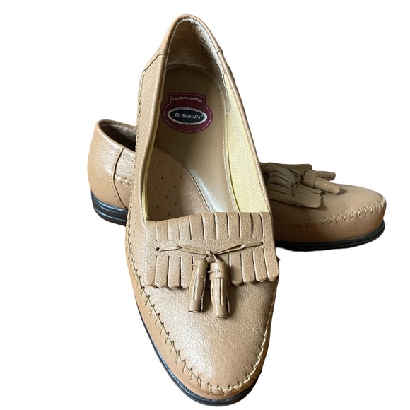 Dr Scholl’s Comfort Cushion Tan Slip on Fringe Tassel flat loafers Ladies 8M - Picture 1 of 6